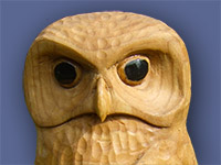 Little Owl - 8 inches high. Made form sweet chestnut.